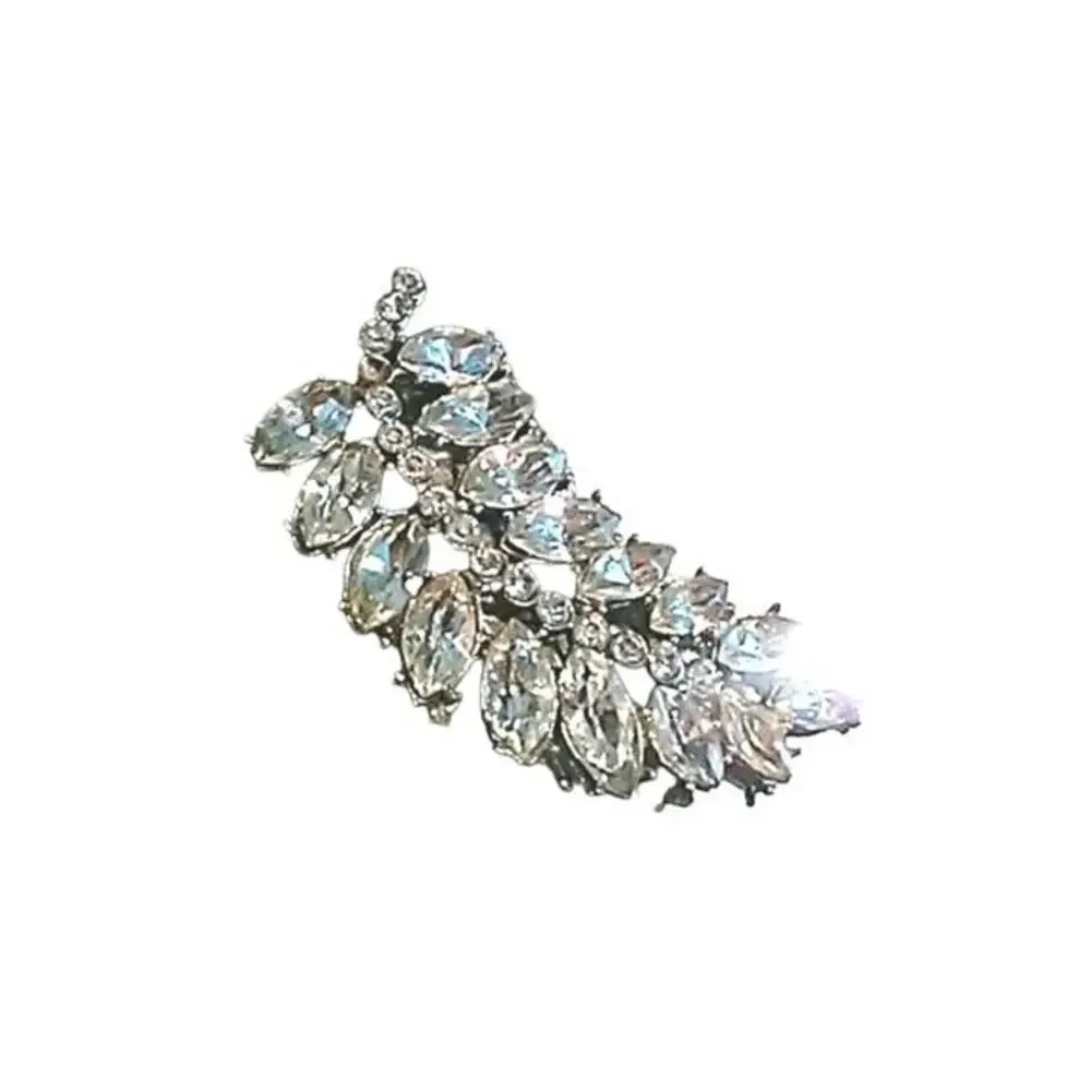 Brooche Estate Rhinestones Leaf Broche Pin Jacket Antique Mid Century Modern